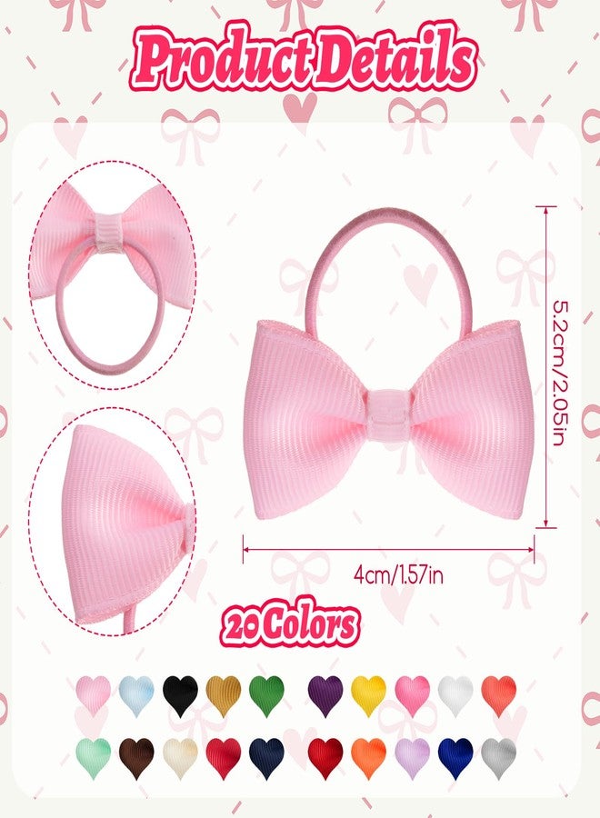 Matwsec 40 Pcs Hair Band Bow Toddlers Baby Hair Ties with Bows Toddler Girl Hair Ties Tiny Soft Elastics Ponytail Holders Hair Accessories for Infants Toddlers Baby Girls Multi-Colored Small Hair Accessories - Image 2